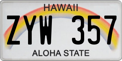 HI license plate ZYW357