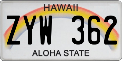 HI license plate ZYW362