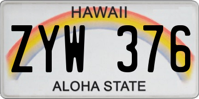 HI license plate ZYW376