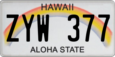 HI license plate ZYW377
