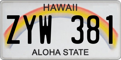 HI license plate ZYW381