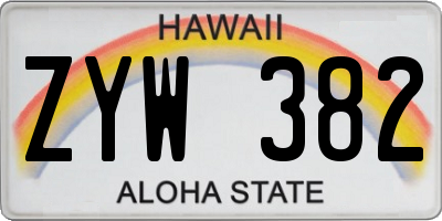 HI license plate ZYW382