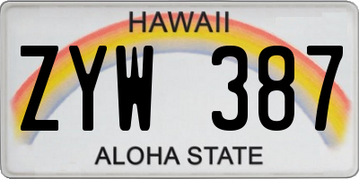 HI license plate ZYW387