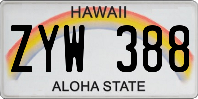 HI license plate ZYW388