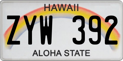 HI license plate ZYW392