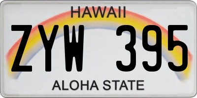 HI license plate ZYW395