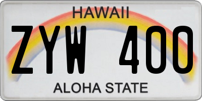 HI license plate ZYW400