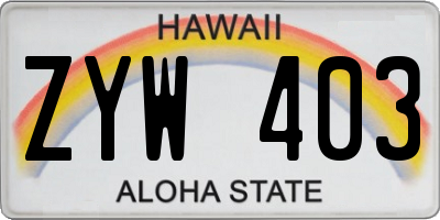 HI license plate ZYW403