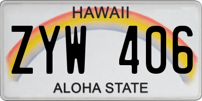 HI license plate ZYW406