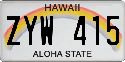 HI license plate ZYW415