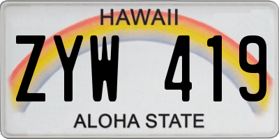 HI license plate ZYW419
