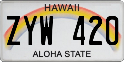 HI license plate ZYW420