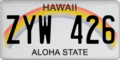 HI license plate ZYW426