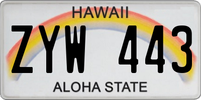 HI license plate ZYW443