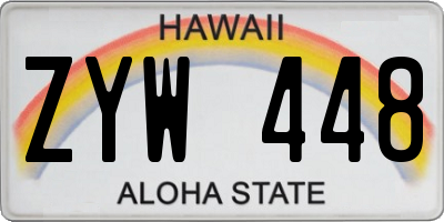 HI license plate ZYW448
