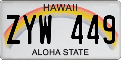 HI license plate ZYW449