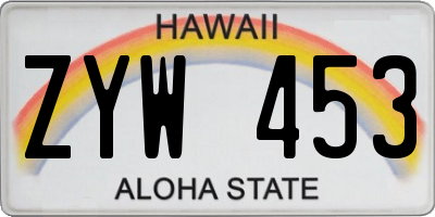 HI license plate ZYW453