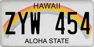 HI license plate ZYW454