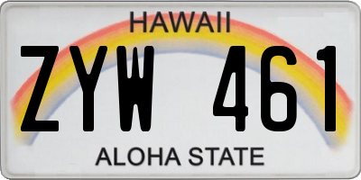 HI license plate ZYW461