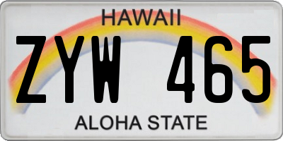 HI license plate ZYW465