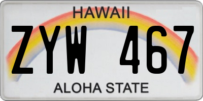 HI license plate ZYW467