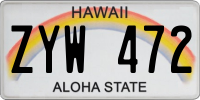 HI license plate ZYW472