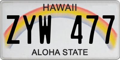 HI license plate ZYW477