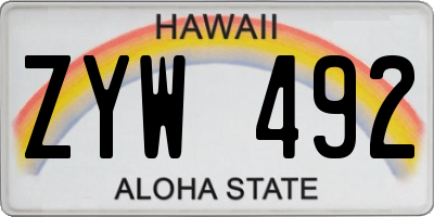 HI license plate ZYW492