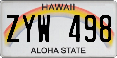 HI license plate ZYW498
