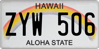 HI license plate ZYW506