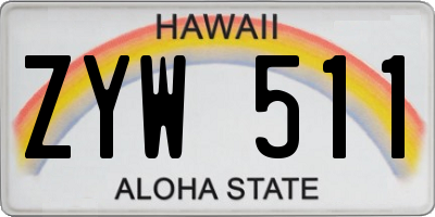 HI license plate ZYW511