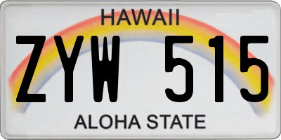 HI license plate ZYW515