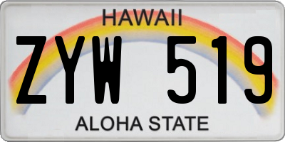 HI license plate ZYW519