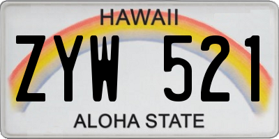 HI license plate ZYW521