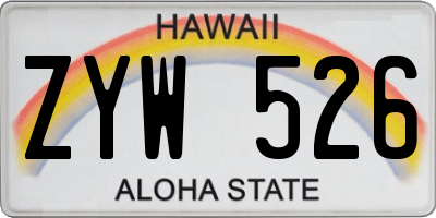 HI license plate ZYW526