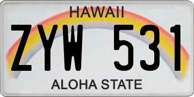 HI license plate ZYW531