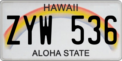 HI license plate ZYW536