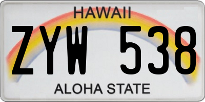 HI license plate ZYW538