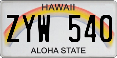 HI license plate ZYW540
