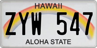 HI license plate ZYW547