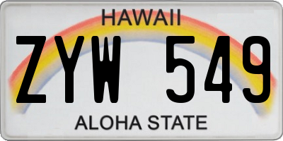 HI license plate ZYW549