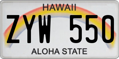 HI license plate ZYW550