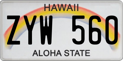 HI license plate ZYW560