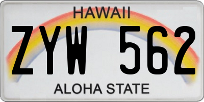 HI license plate ZYW562