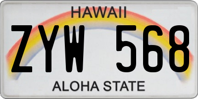 HI license plate ZYW568