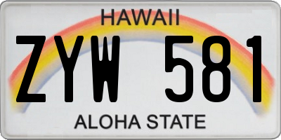HI license plate ZYW581