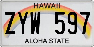 HI license plate ZYW597