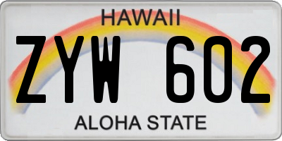 HI license plate ZYW602