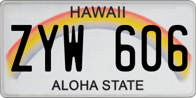HI license plate ZYW606