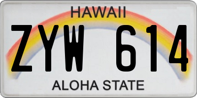 HI license plate ZYW614